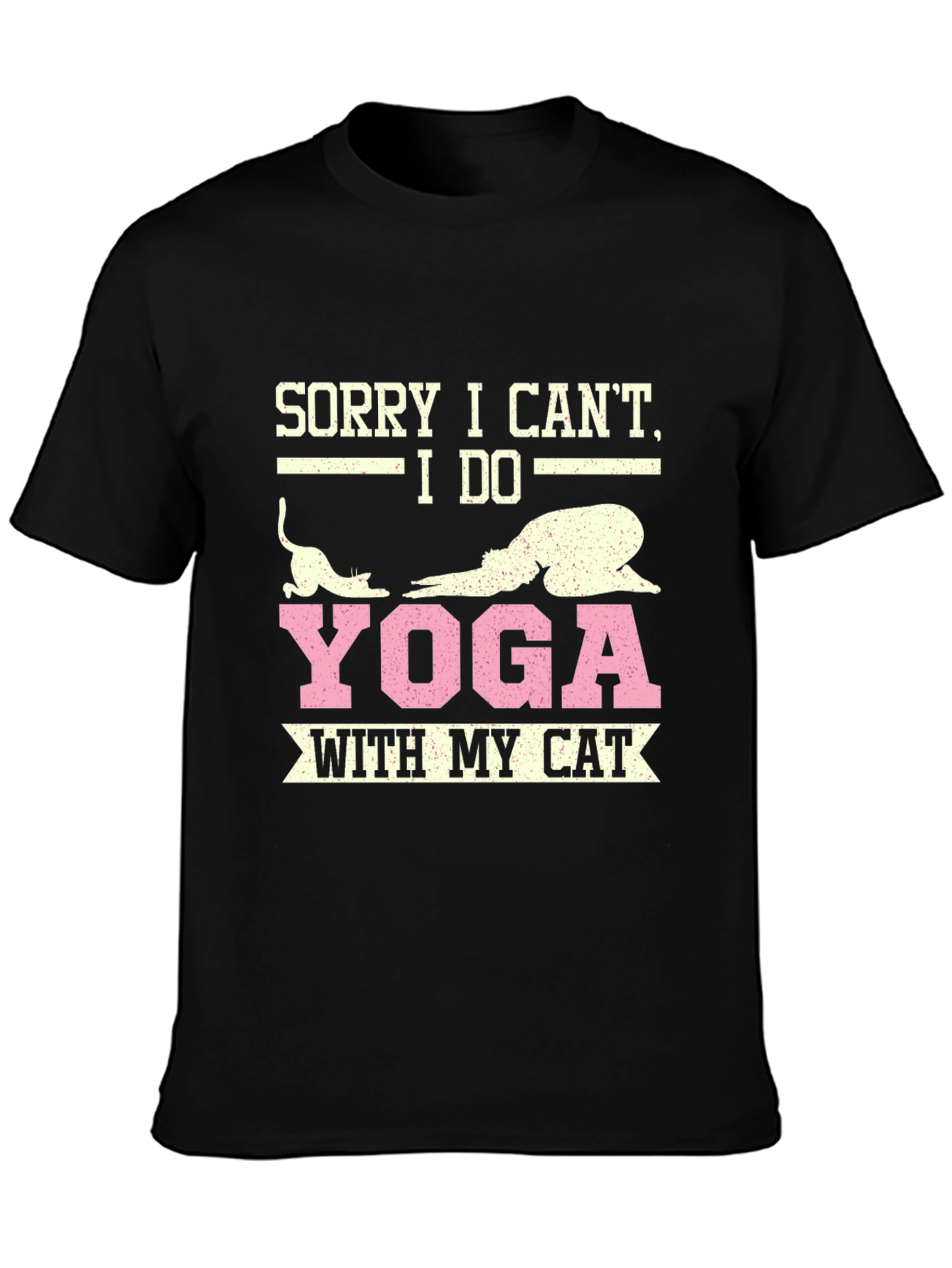 Black Yoga with My Cat T-Shirt view 3