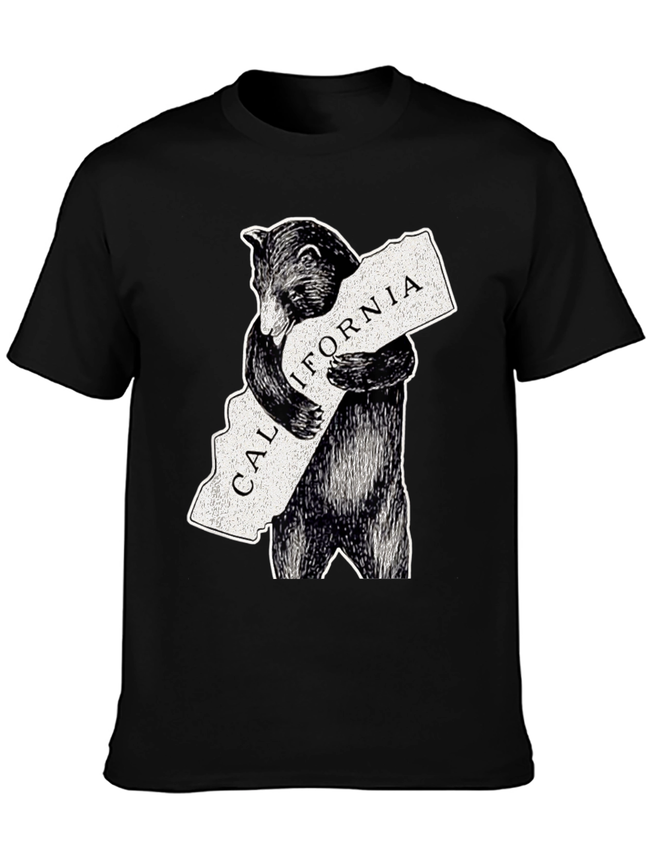 California Bear Hug Graphic Tee - Black Cotton Blend - 3