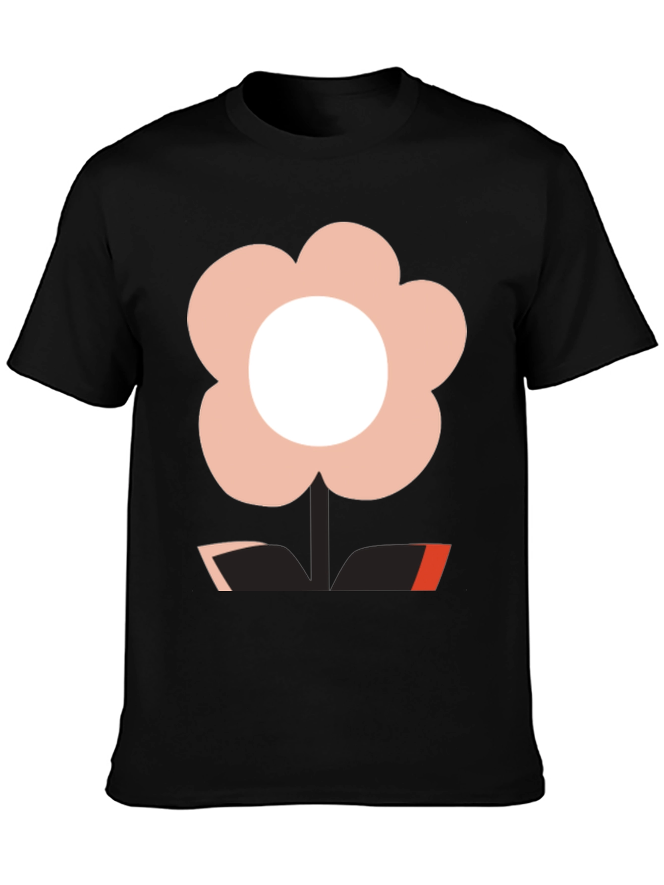 Black Modern Flower Graphic Black T-Shirt view 3