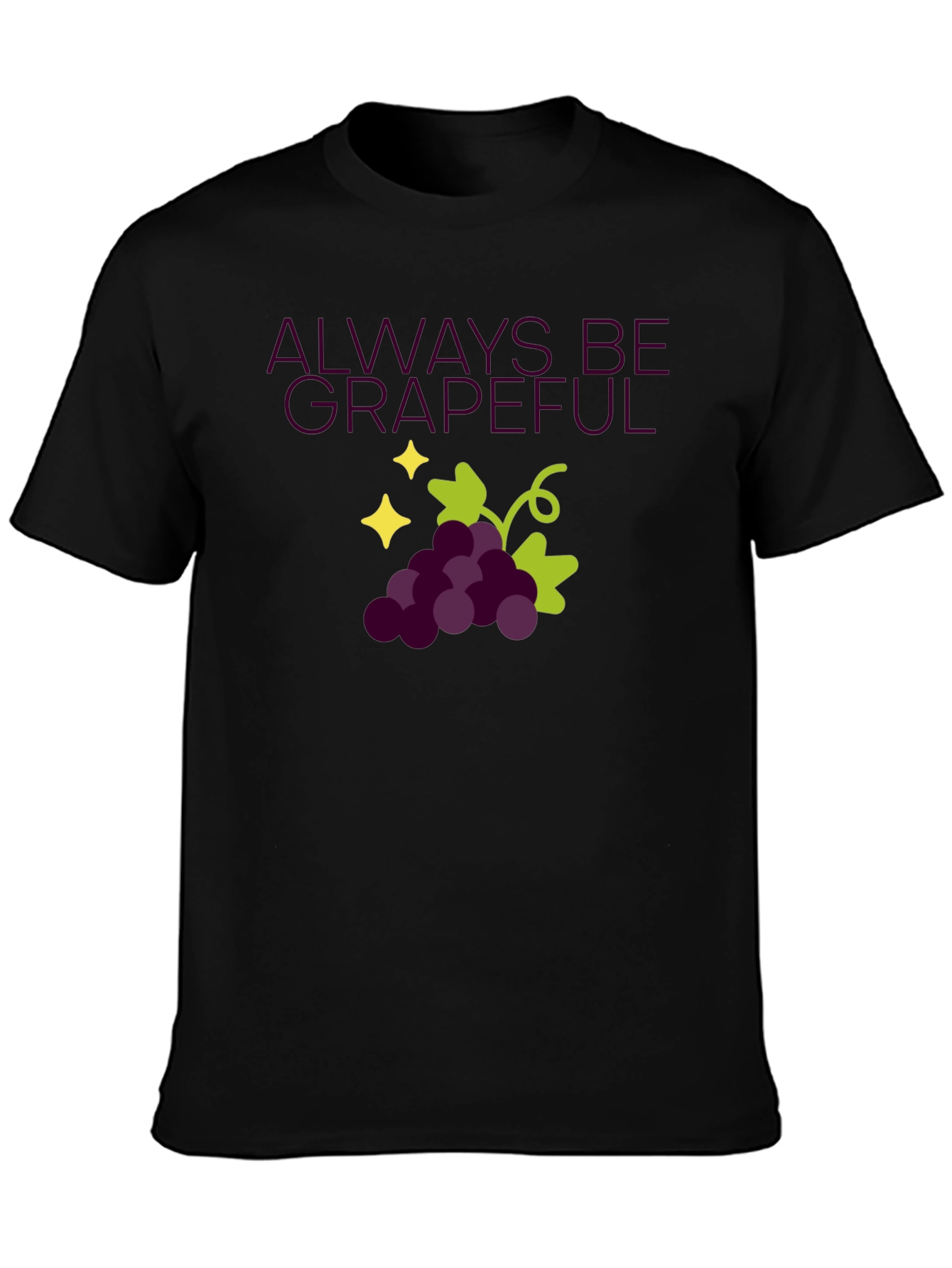Black Always Be Grapeful Black T-Shirt view 3