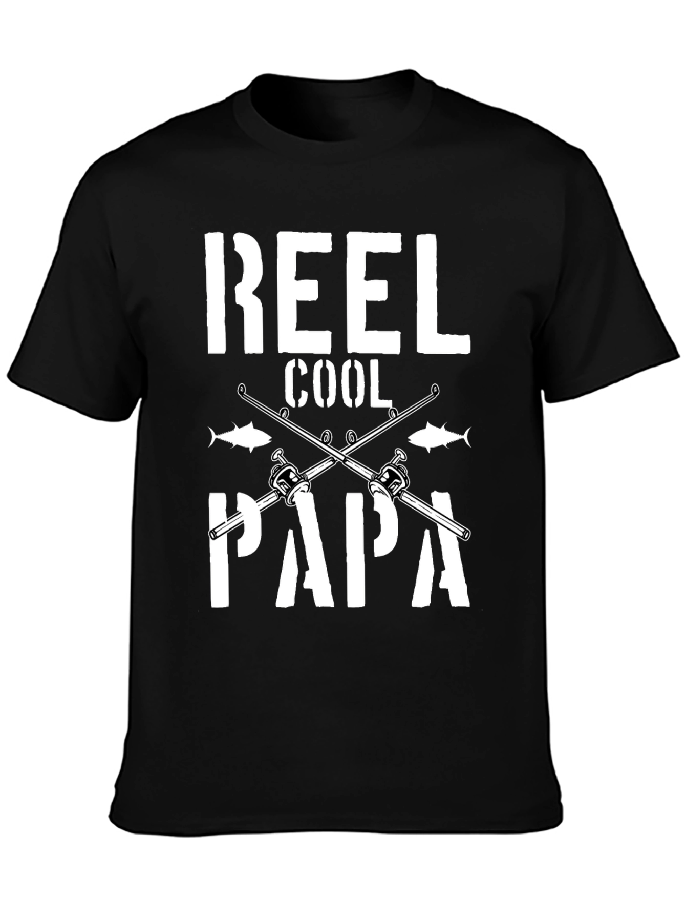 Black Reel Cool Papa Graphic T-Shirt Fishing Dad view 3