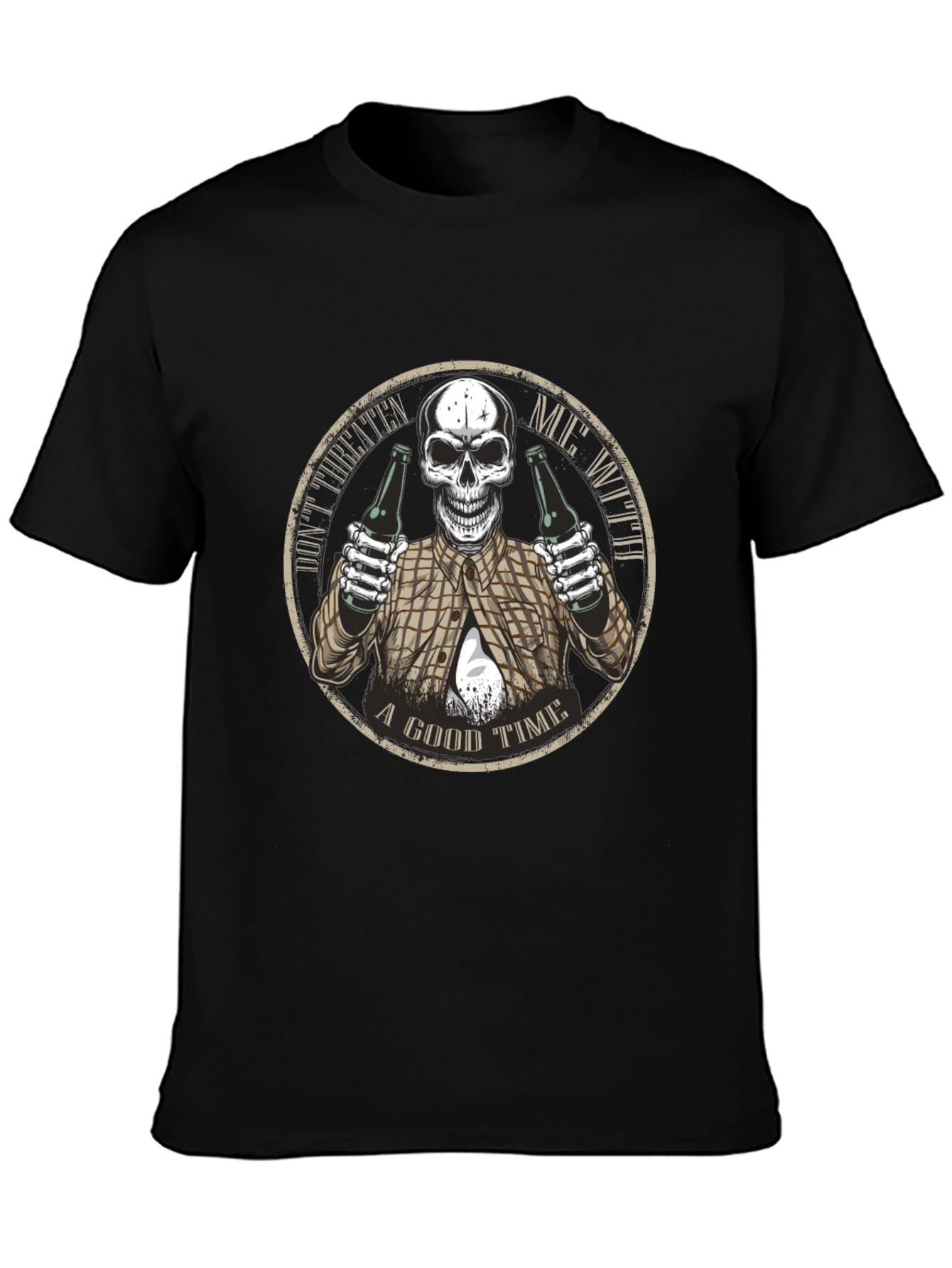 Black Don't Threaten Me Skull Graphic T-Shirt view 3