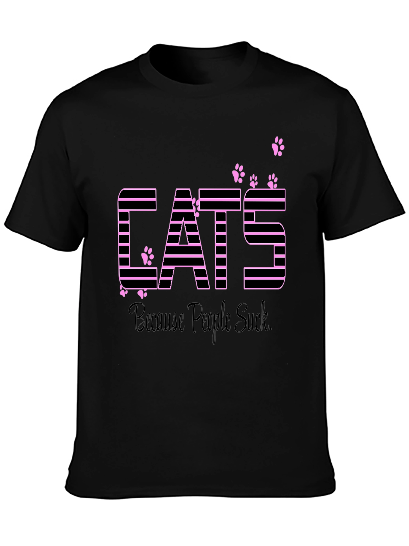 Black Cats Because People Suck Funny Graphic T-Shirt view 3