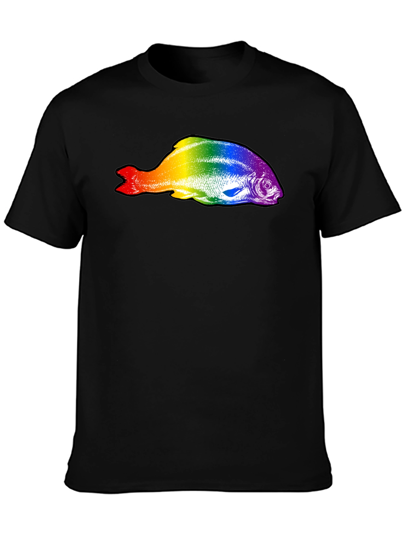 Black Rainbow Fish Graphic Black T-Shirt view 3