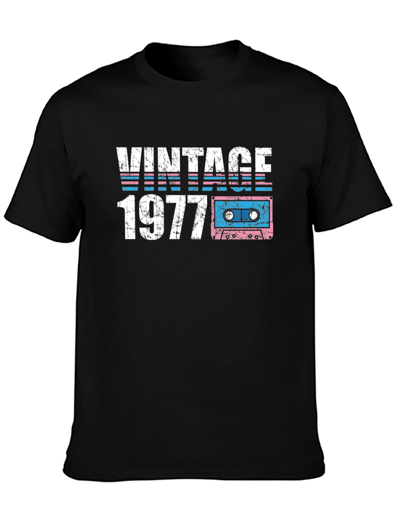 Black Vintage 1977 Cassette Tape Graphic T-Shirt view 3