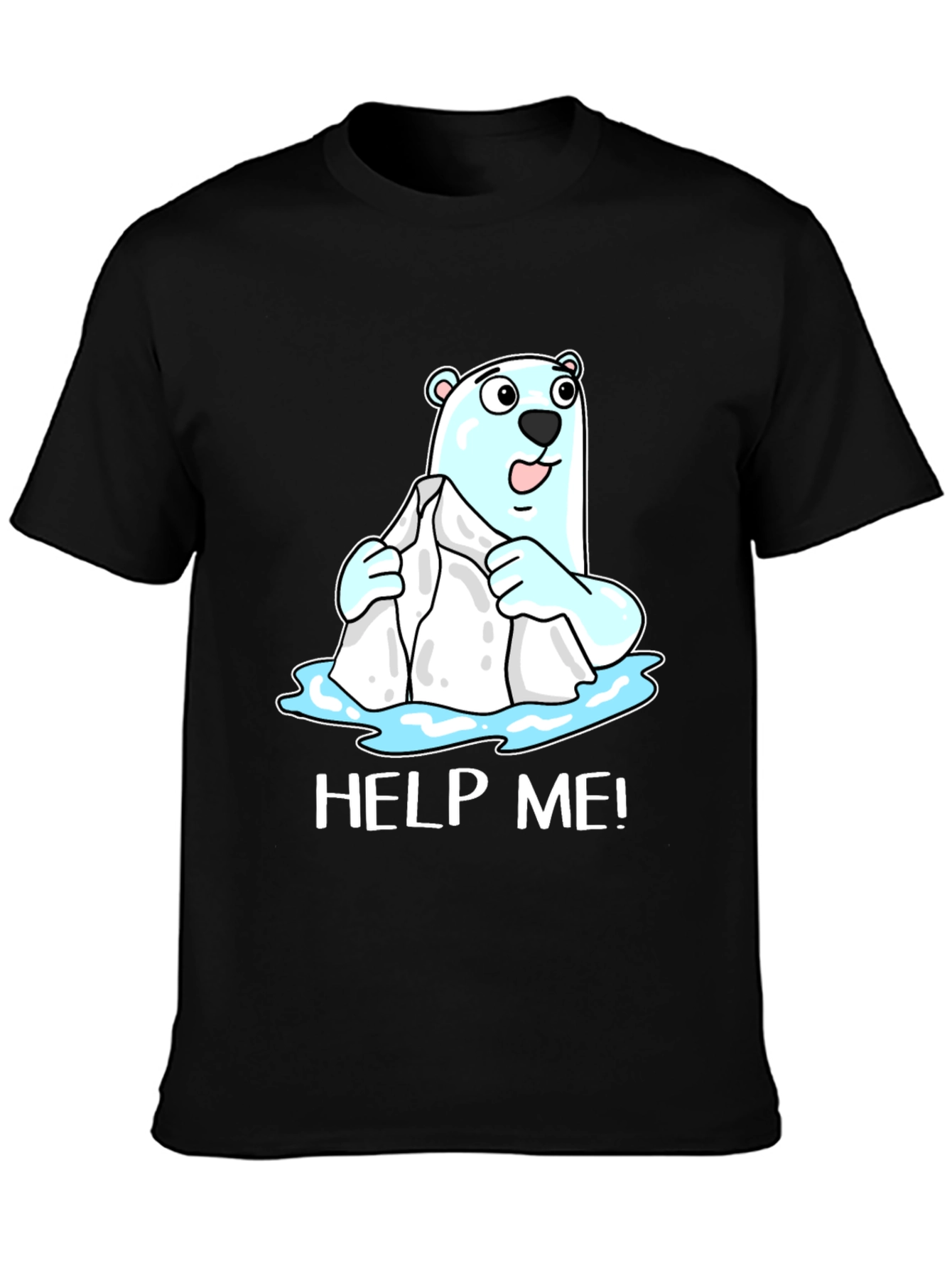 Black Help Me Polar Bear Graphic T-Shirt view 3