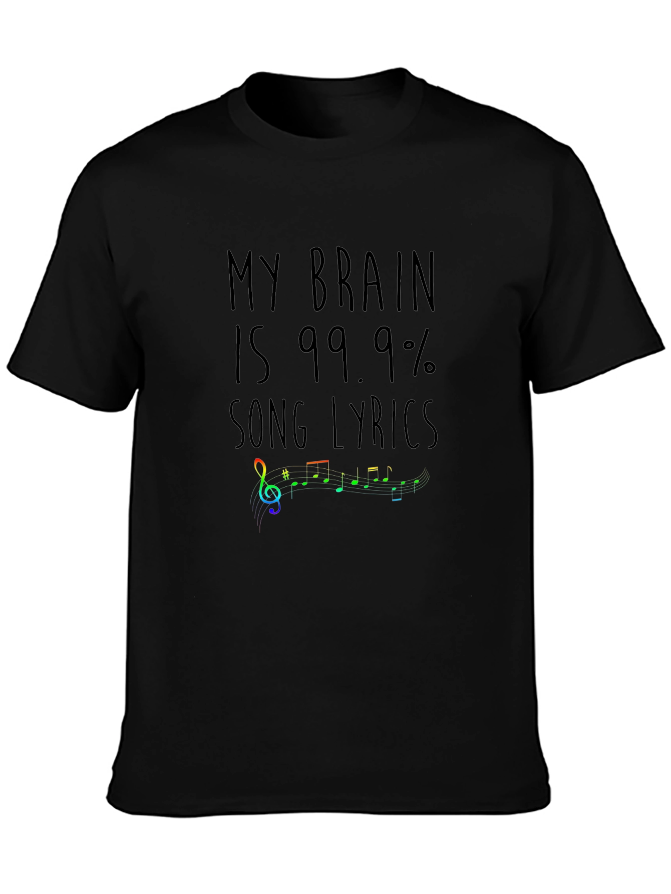 Black Song Lyrics Brain Funny Graphic T-Shirt view 3