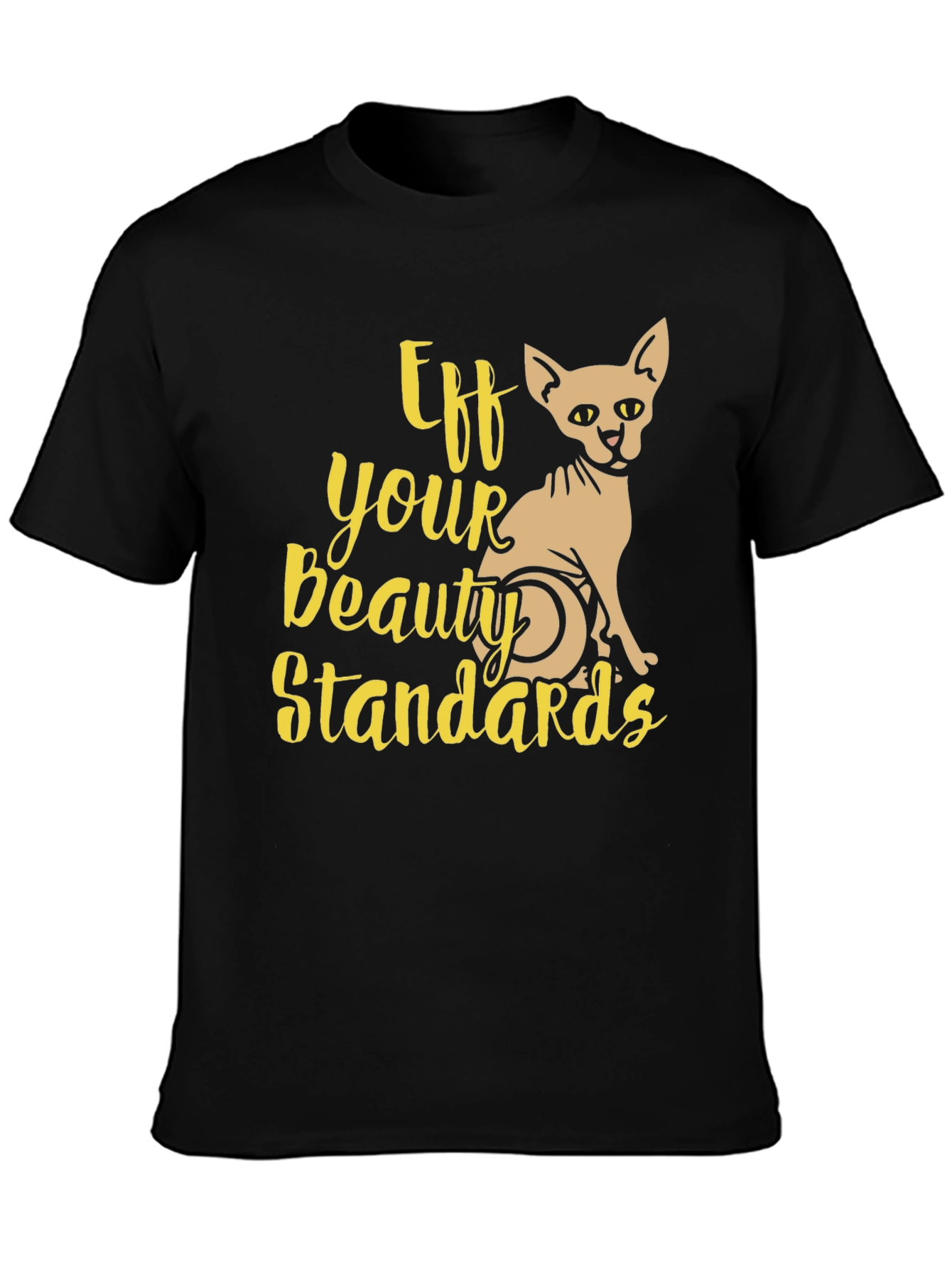 Black Eff Your Beauty Standards Cat Graphic Tee view 3