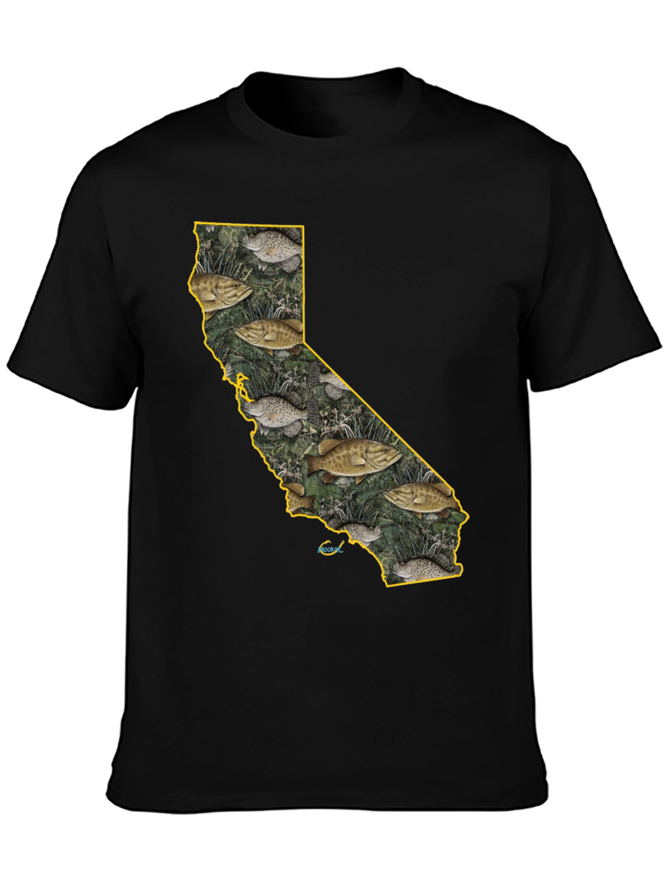Black California Fish Graphic Tee - Bass Fishing T-Shirt view 3