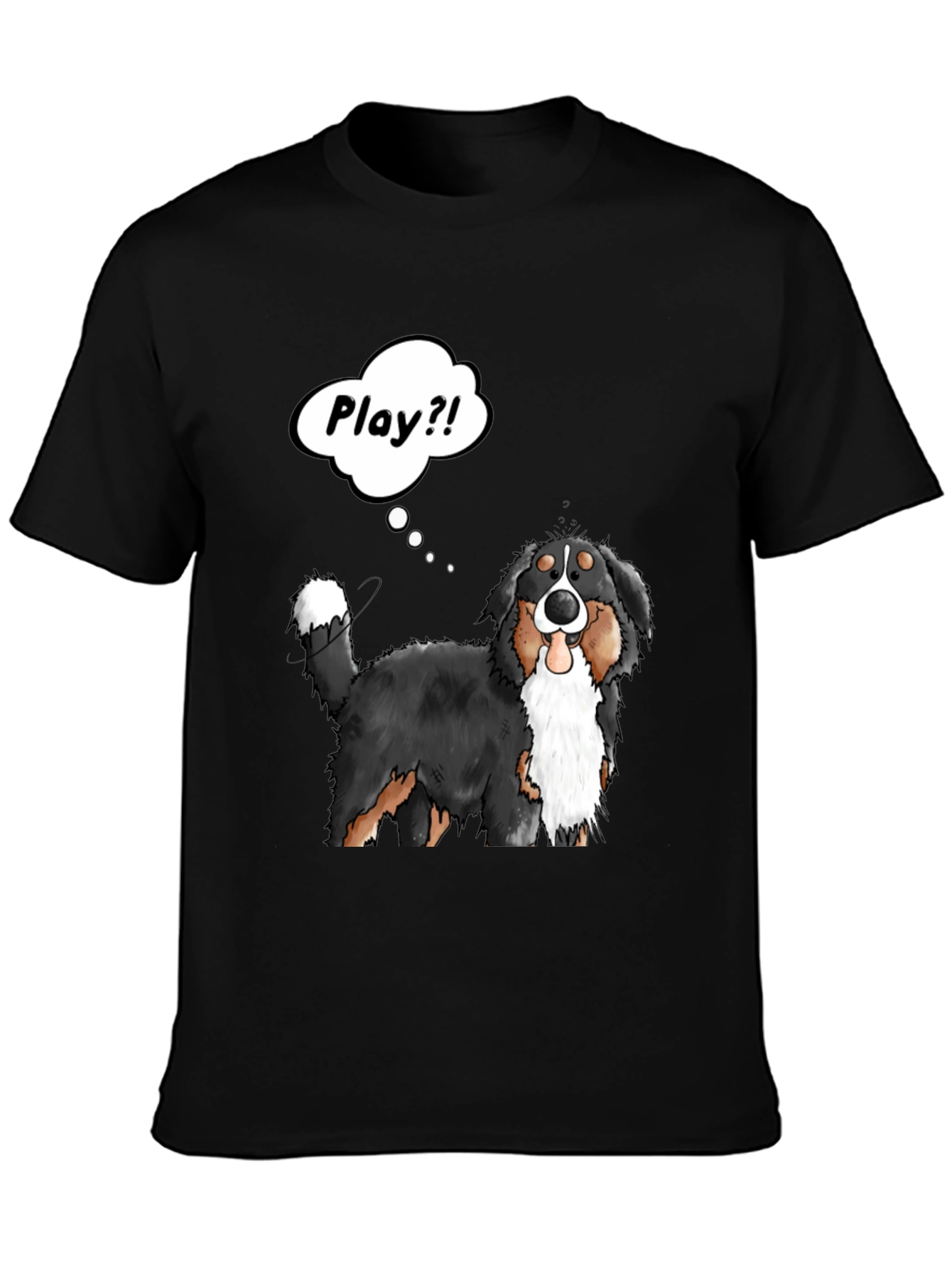 Black Playful Dog Cartoon Graphic T-Shirt view 3