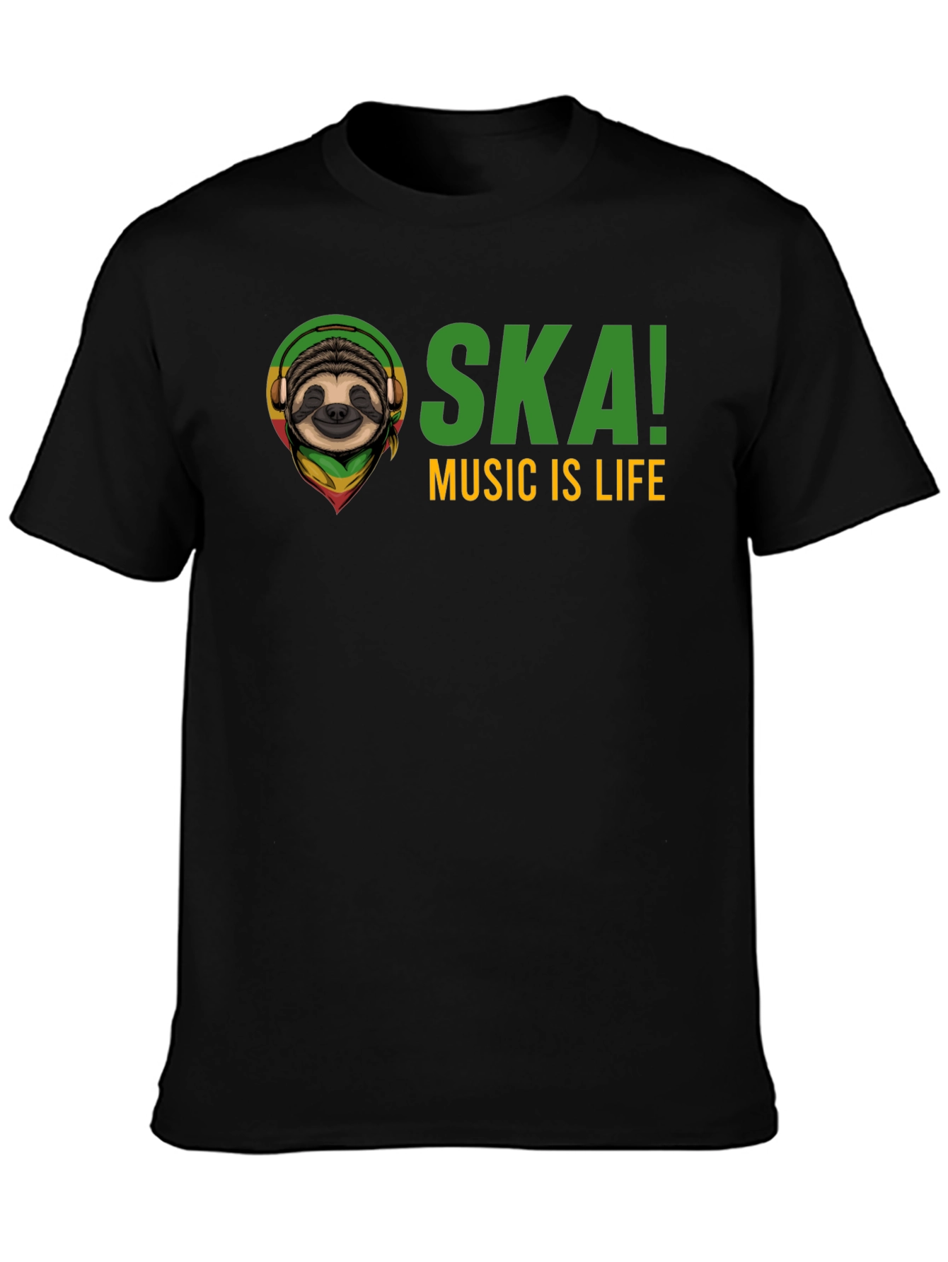 Black Ska Music is Life Sloth Graphic Tee - Black view 3