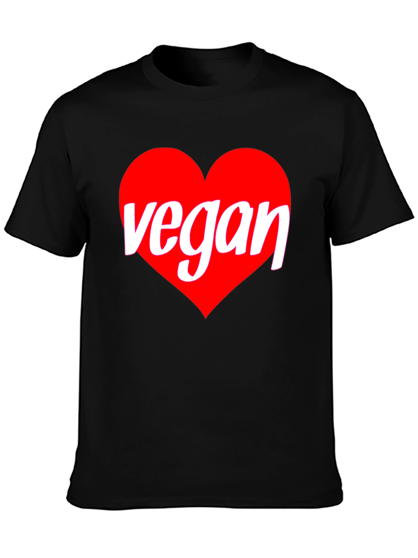 Black Vegan Heart Graphic T-Shirt - Black Crew Neck Tee view 3