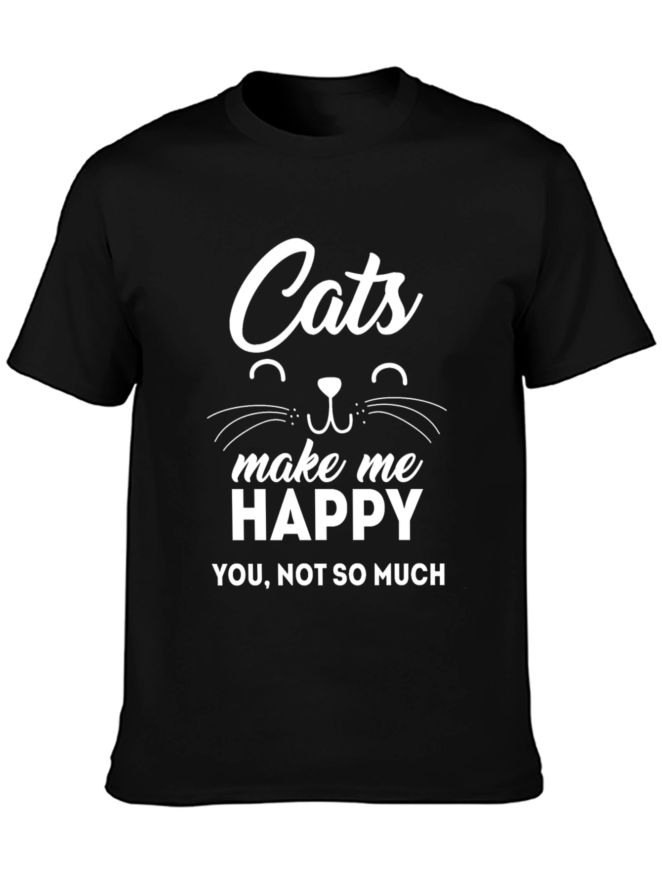 Black Cats Make Me Happy T-Shirt Funny Tee view 3
