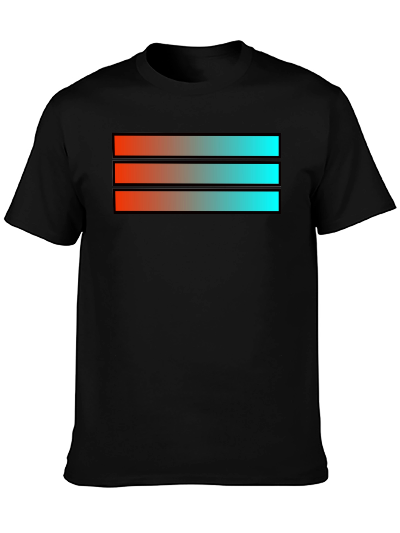 Black Gradient Stripe Graphic Tee - Modern Style view 3