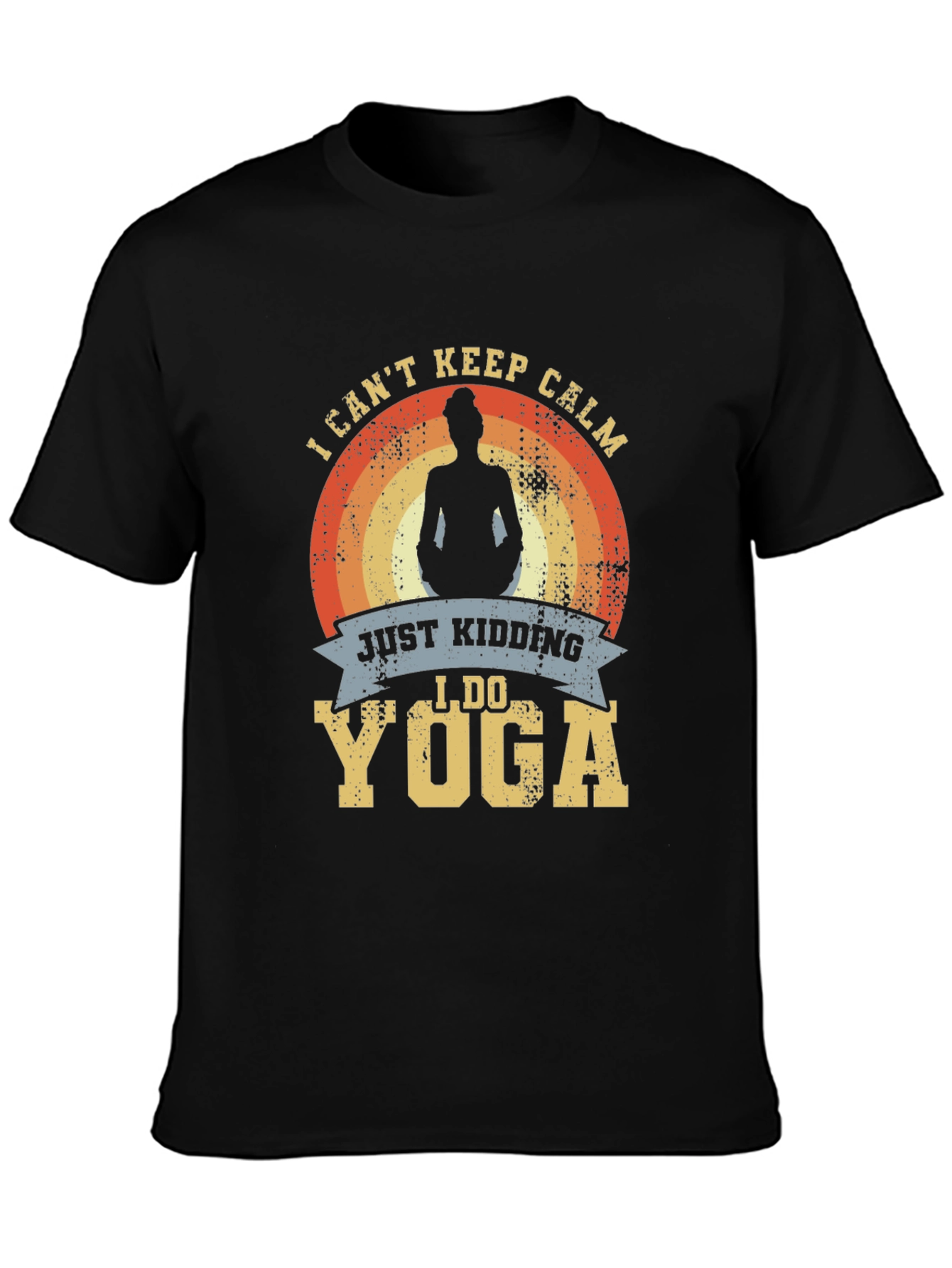 Black Funny Yoga T-Shirt - I Can't Keep Calm view 3