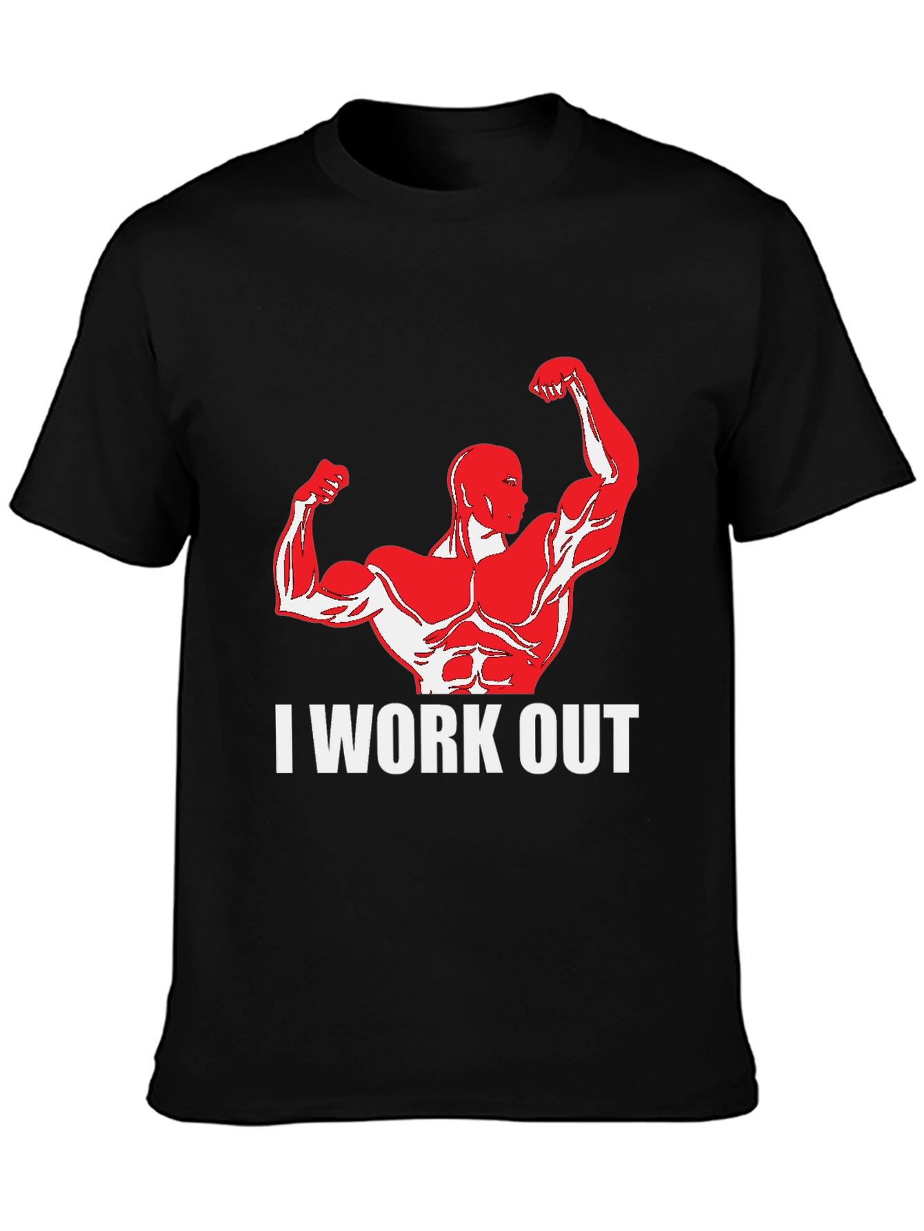 Black I Work Out Graphic Tee - Black view 3