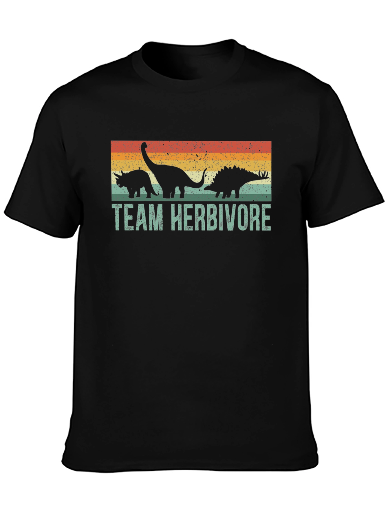 Black Team Herbivore Dinosaur Graphic T-Shirt view 3