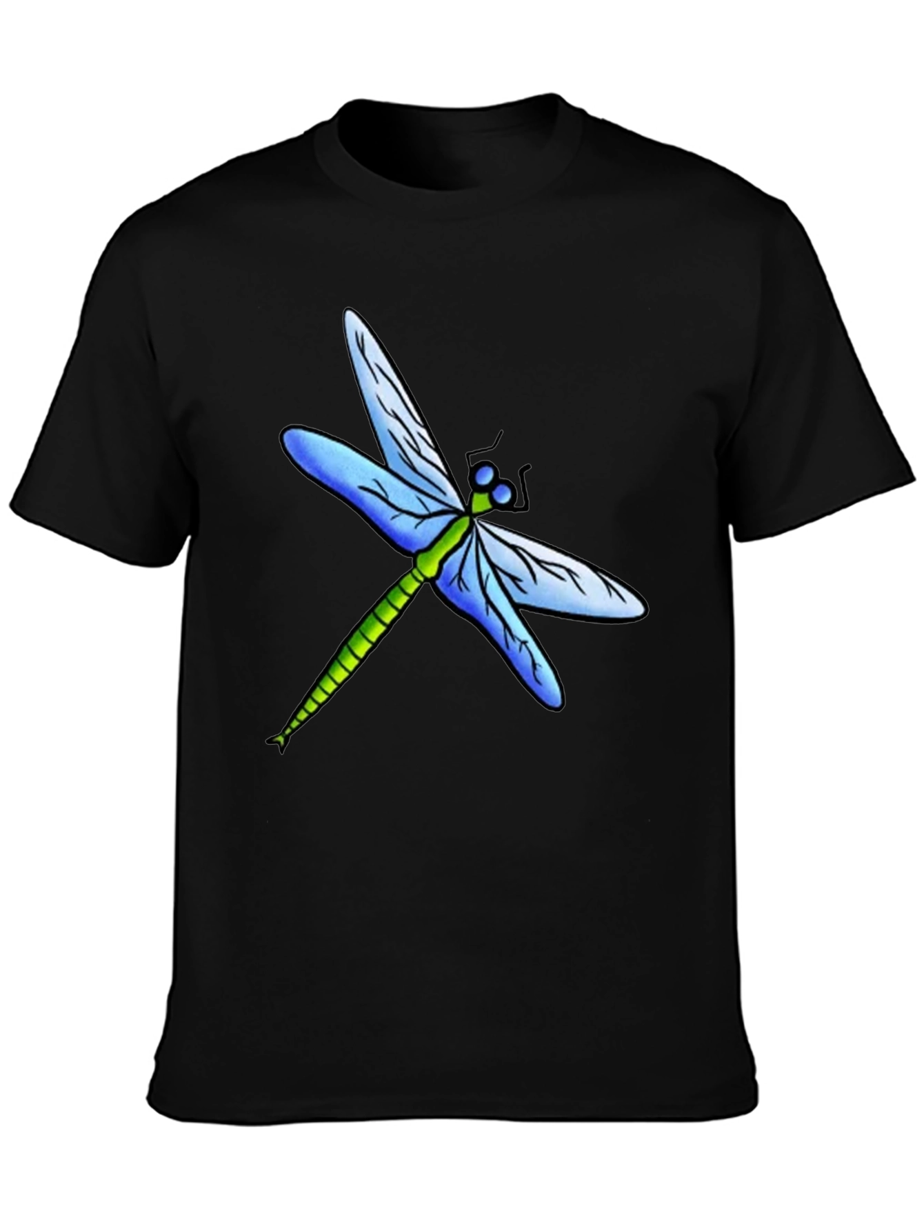 Black Dragonfly Graphic Tee - Black Cotton T-Shirt view 3