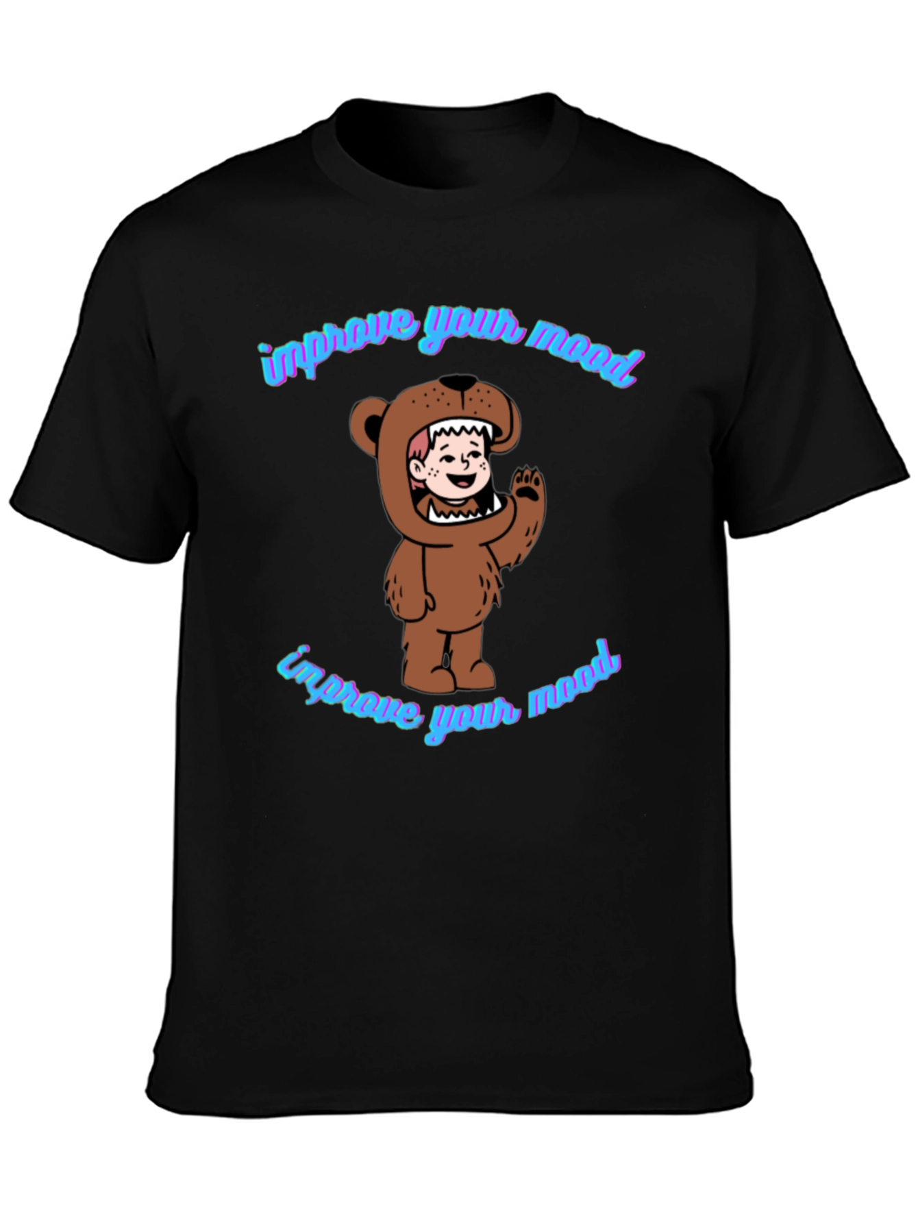 Black Improve Your Mood Bear Costume T-Shirt view 3