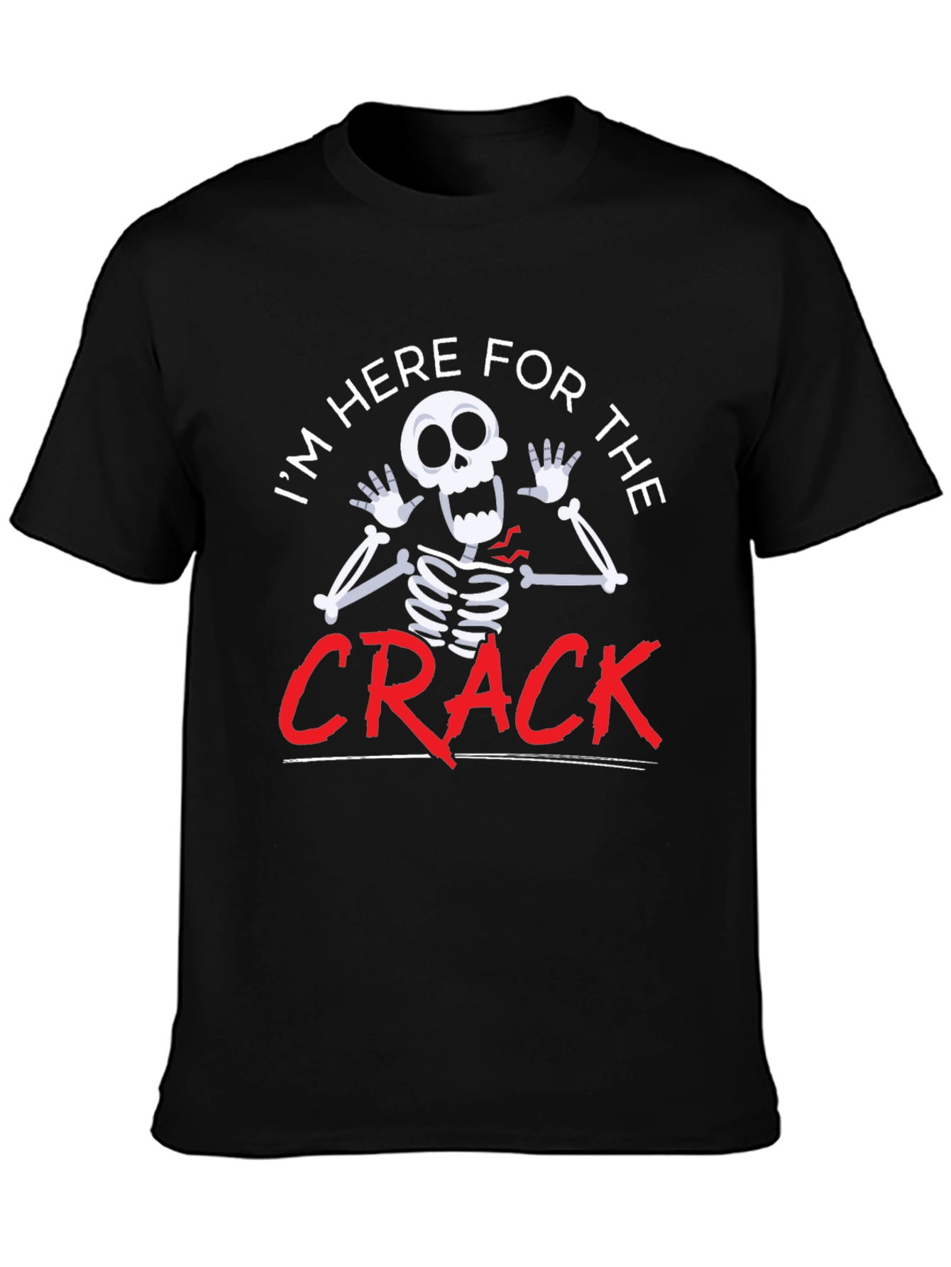 Black Crack Skeleton Graphic Tee Funny Halloween T-Shirt view 3