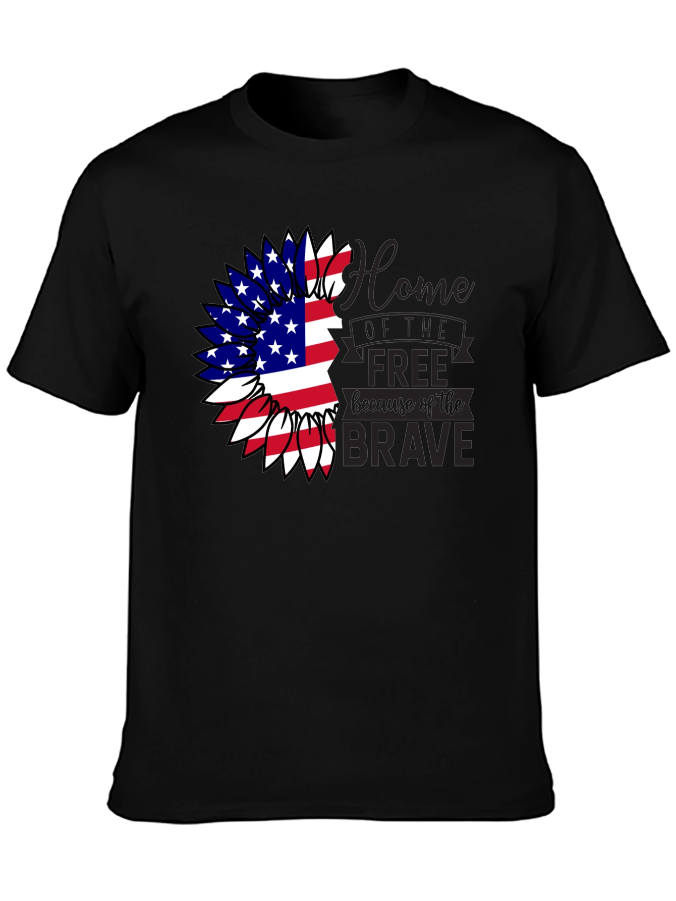 Black Patriotic Sunflower T-Shirt view 3