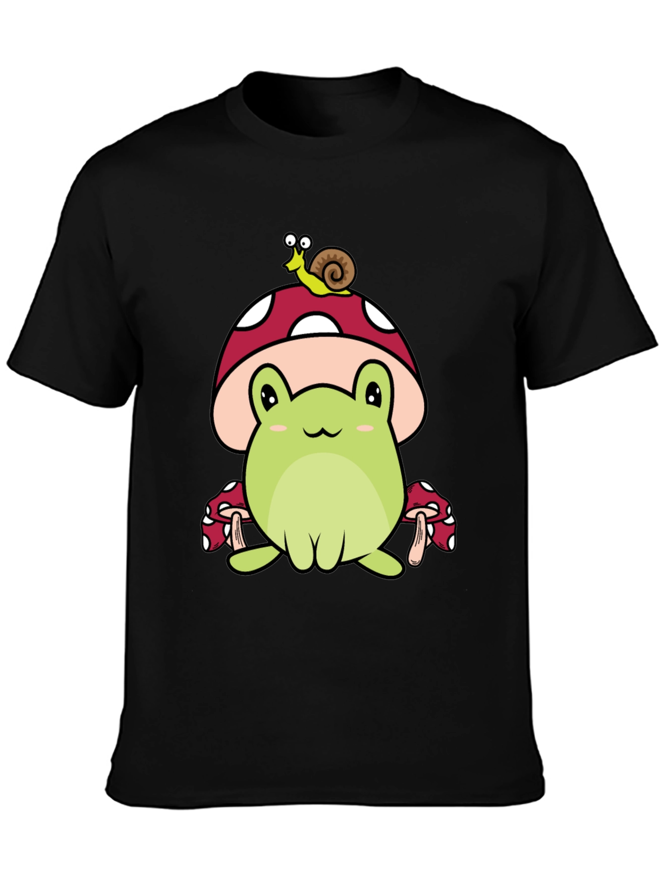 Black Frog & Snail Mushroom T-Shirt - Cute Cartoon Tee view 3
