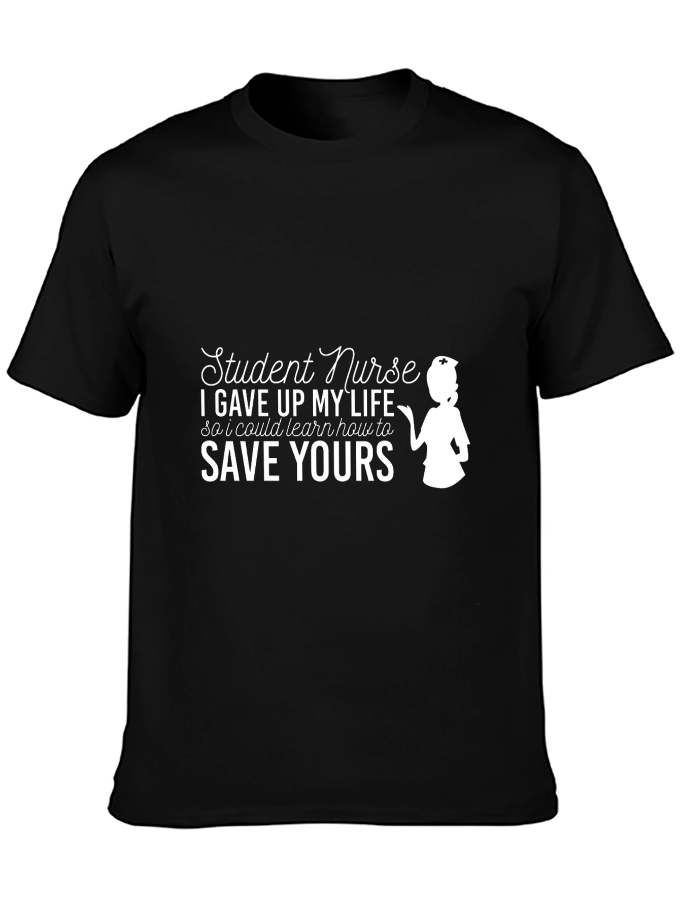 Black Student Nurse T-Shirt: Save Yours Edition view 3