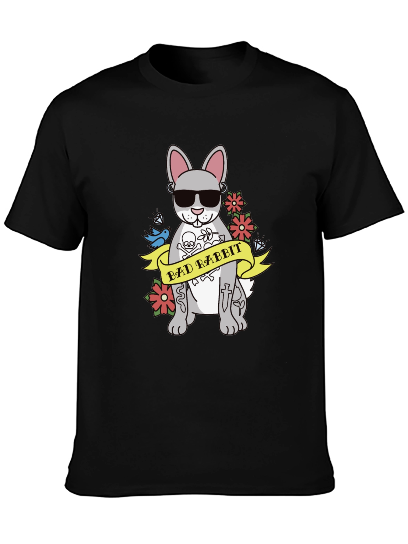 Black Bad Rabbit Graphic Tee - Men's Black T-Shirt view 3