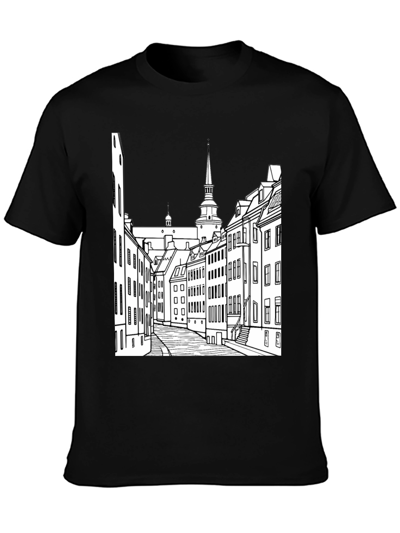 Black Urban Sketch Black Tee view 3