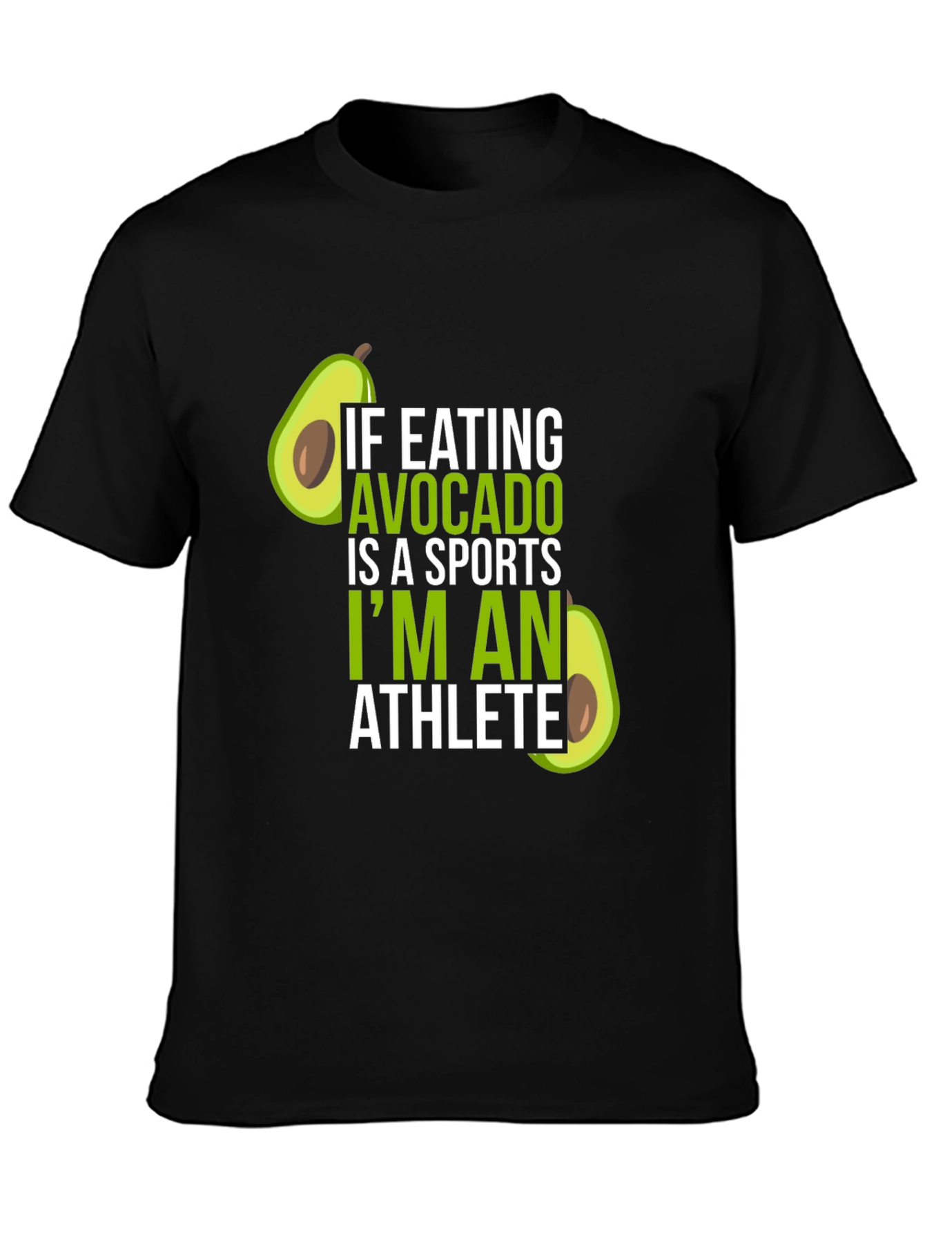 Black Avocado Athlete T-Shirt - Humorous Foodie Tee view 3