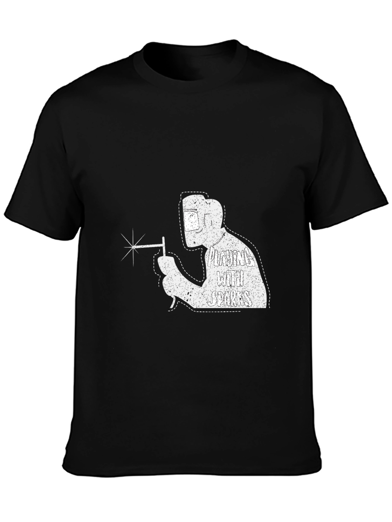 Black Welding with Sparks T-Shirt - Cool Welder Design view 3
