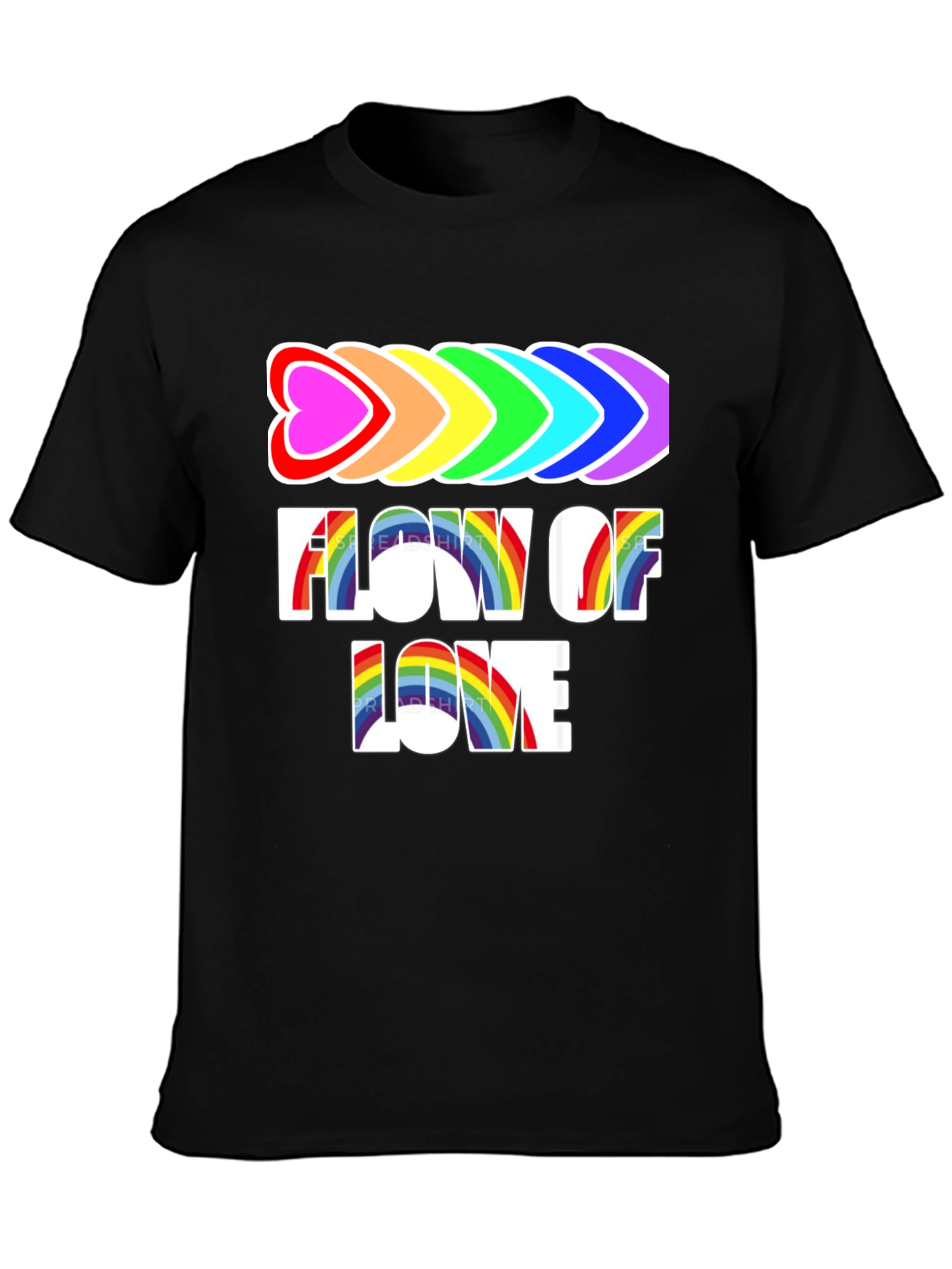Black Flow of Love Rainbow Pride T-Shirt view 3