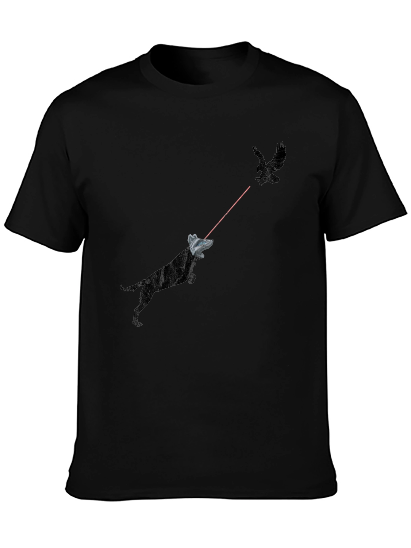 Black Laser Dog vs Bird Graphic Tee - Black T-Shirt view 3