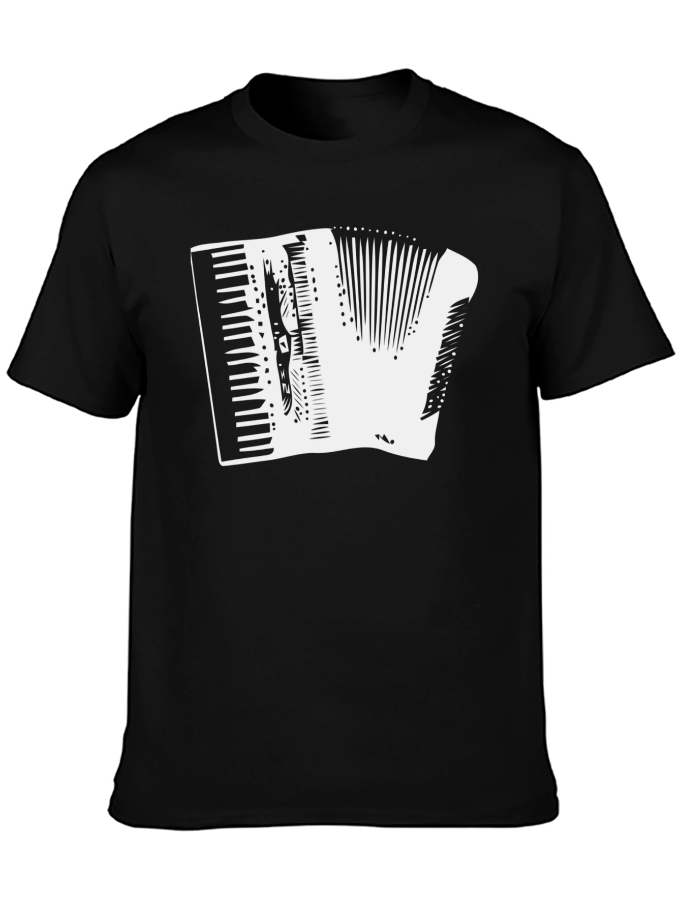 Black Accordion Graphic Tee - Black Cotton T-Shirt view 3