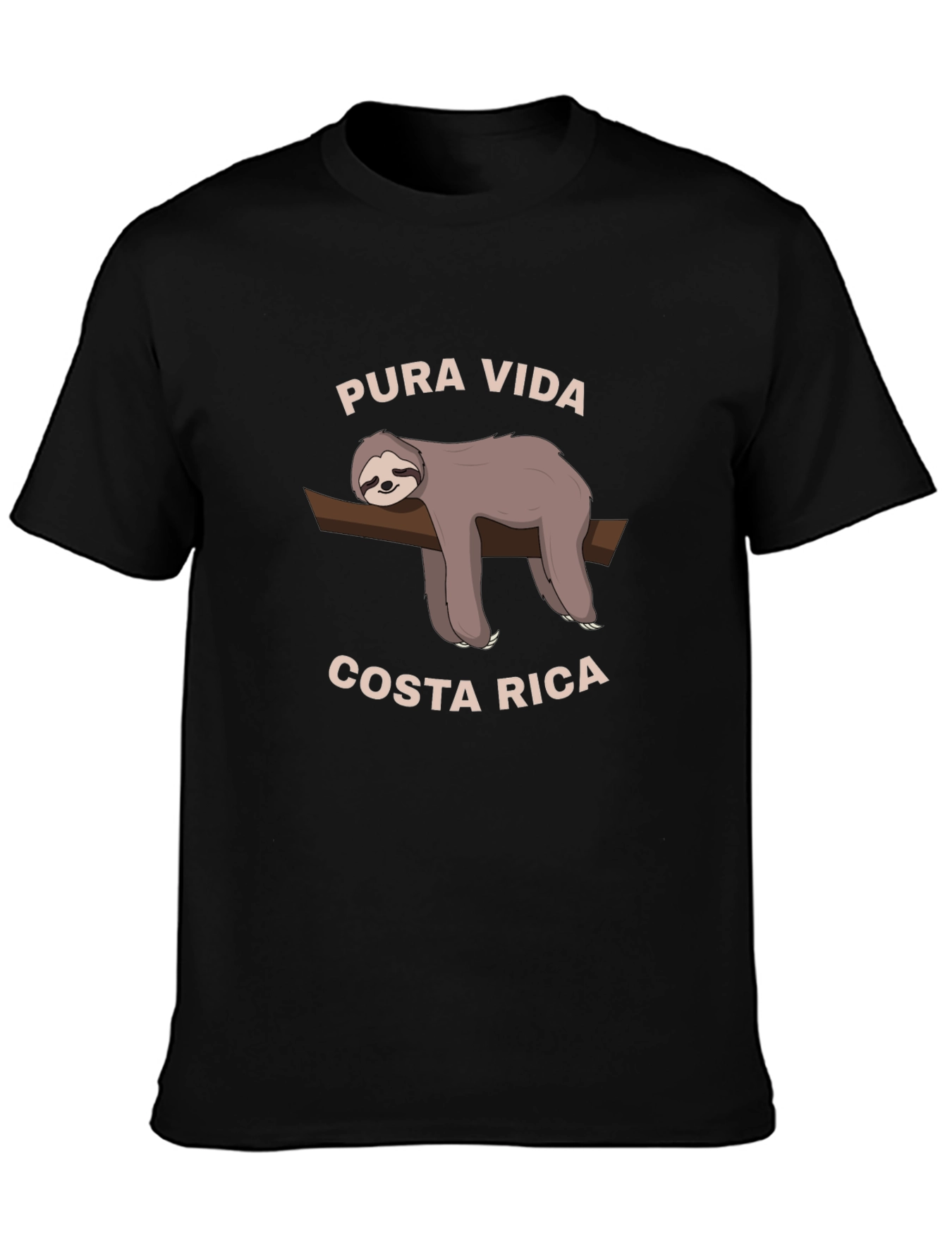 Black Pura Vida Costa Rica Sloth Graphic T-Shirt view 3