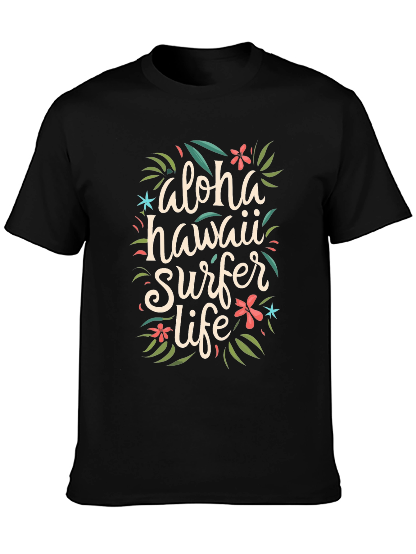 Black Aloha Hawaii Surfer Life Graphic T-Shirt view 3