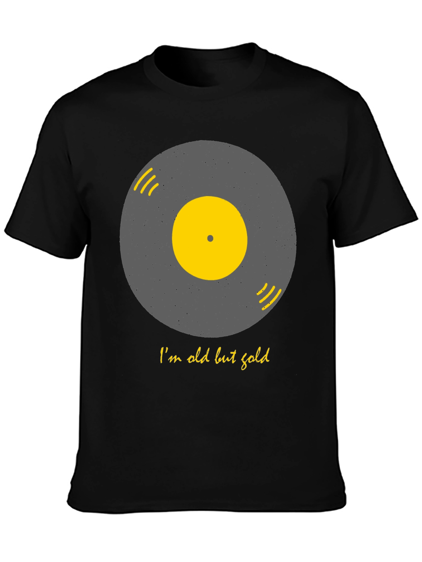 Black Retro Vinyl Record T-Shirt - I'm Old But Gold view 3