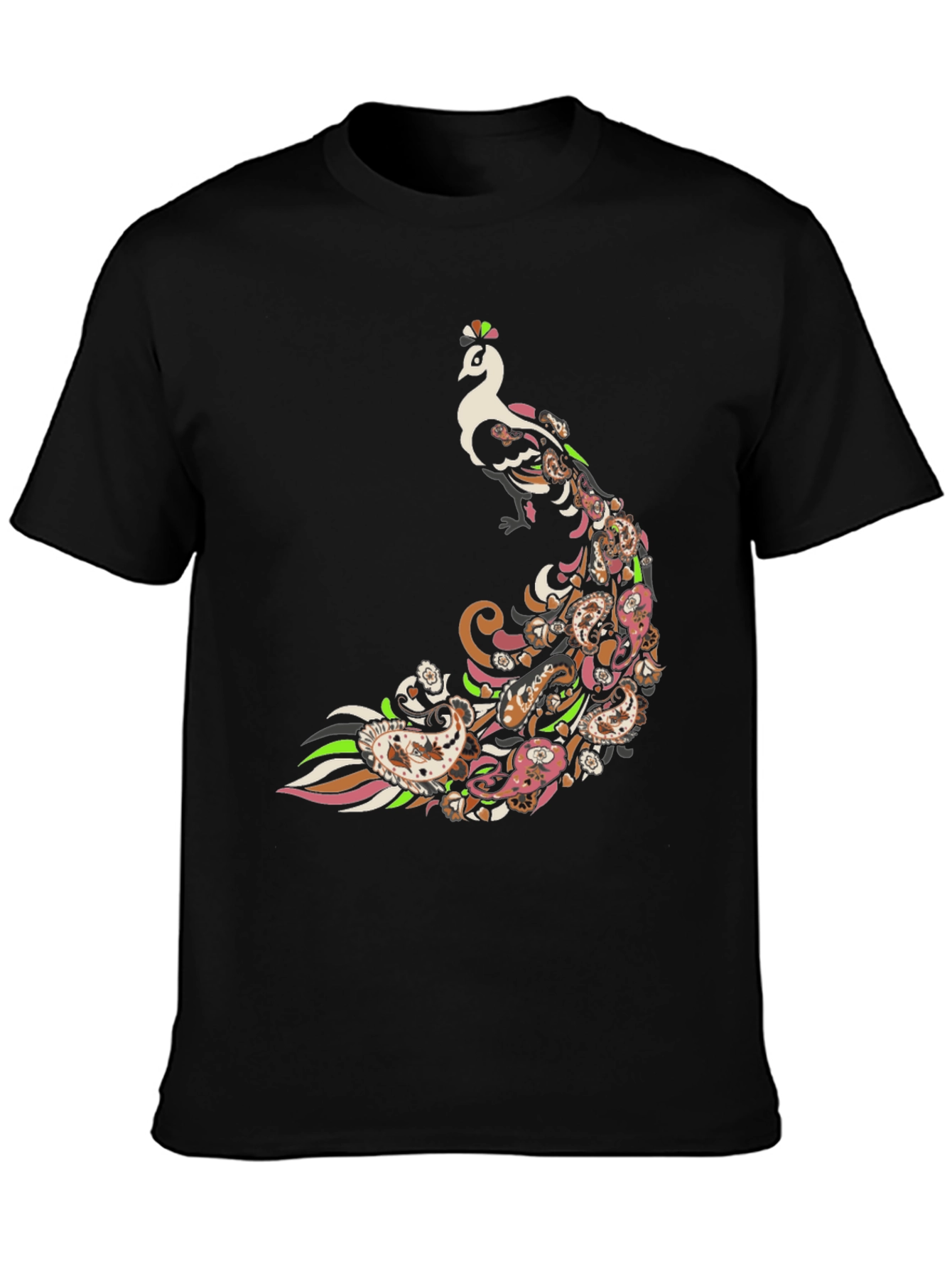 Black Peacock Paisley Graphic Tee - Men's Black T-Shirt view 3