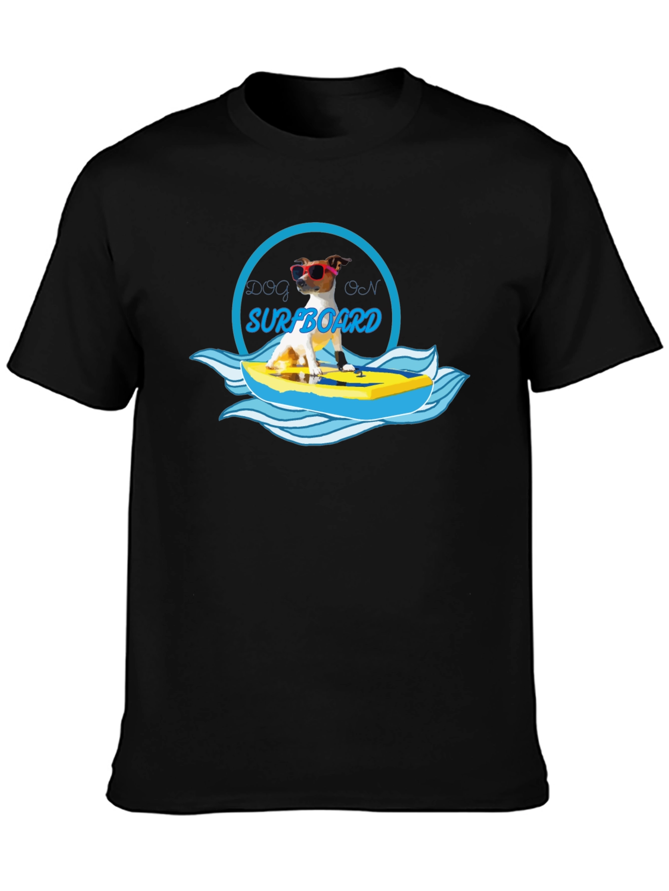 Black Dog on Surfboard Graphic T-Shirt - Black view 3