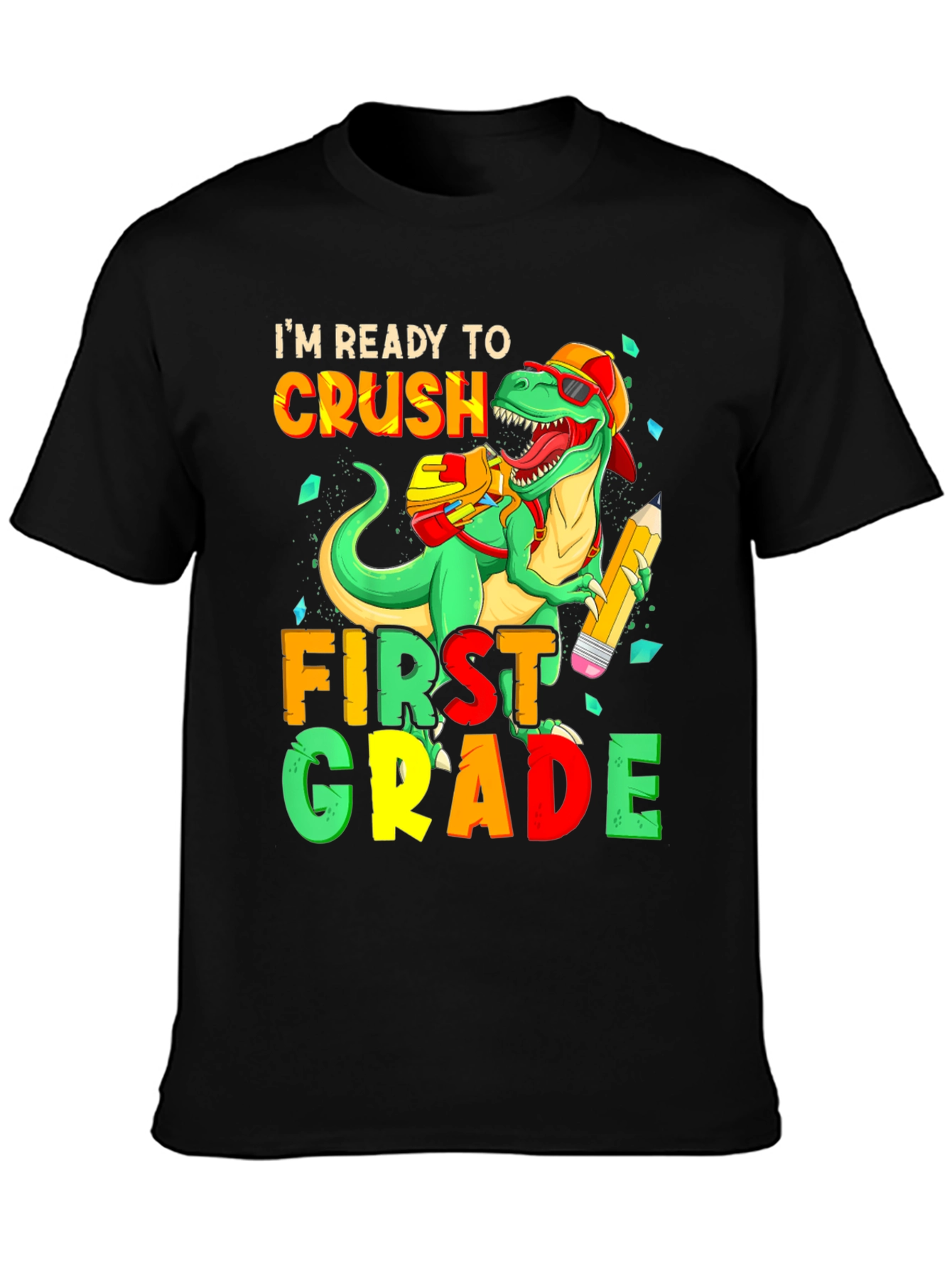 Ready to Crush First Grade T-Shirt - Dinosaur Back to School Tee - 3