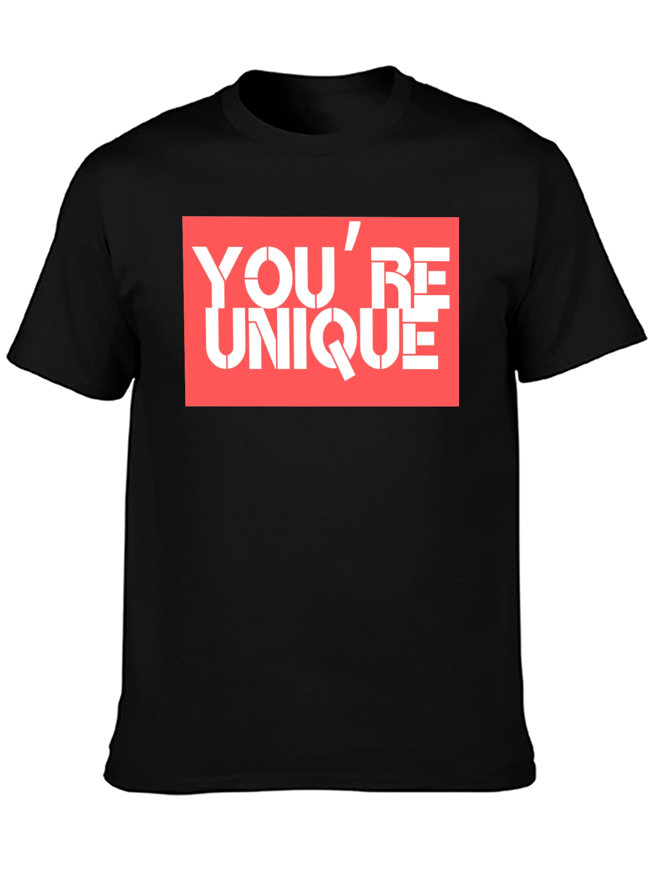 Black You're Unique Graphic Tee - Black Cotton T-Shirt view 3