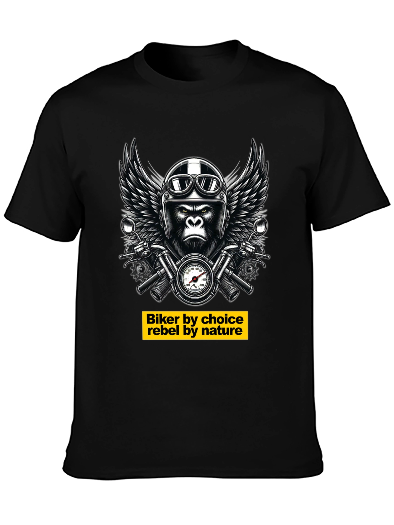 Black Biker Gorilla T-Shirt - Rebel Nature Tee view 3