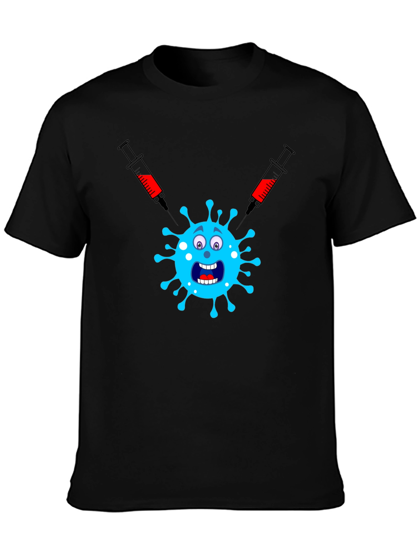 Black Vaccinated Virus Black T-Shirt view 3