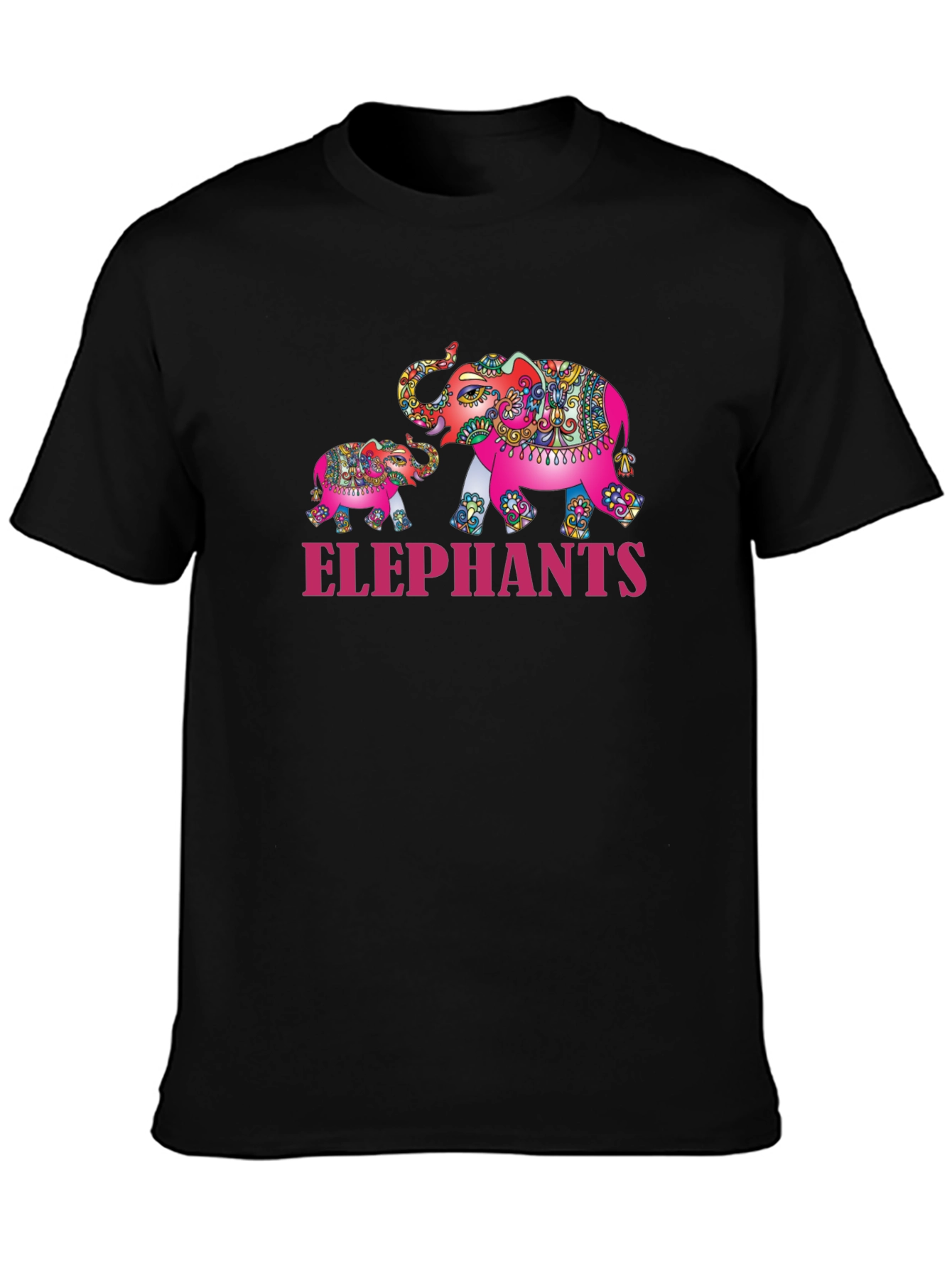 Black Elephant Family Graphic Tee - Black view 3