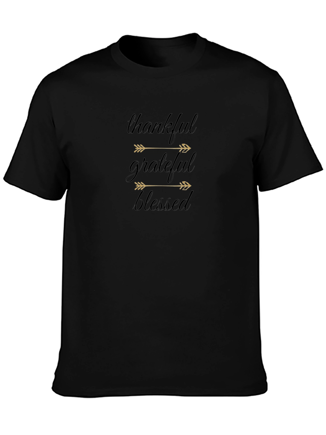 Black Thankful Grateful Blessed Graphic Tee view 3