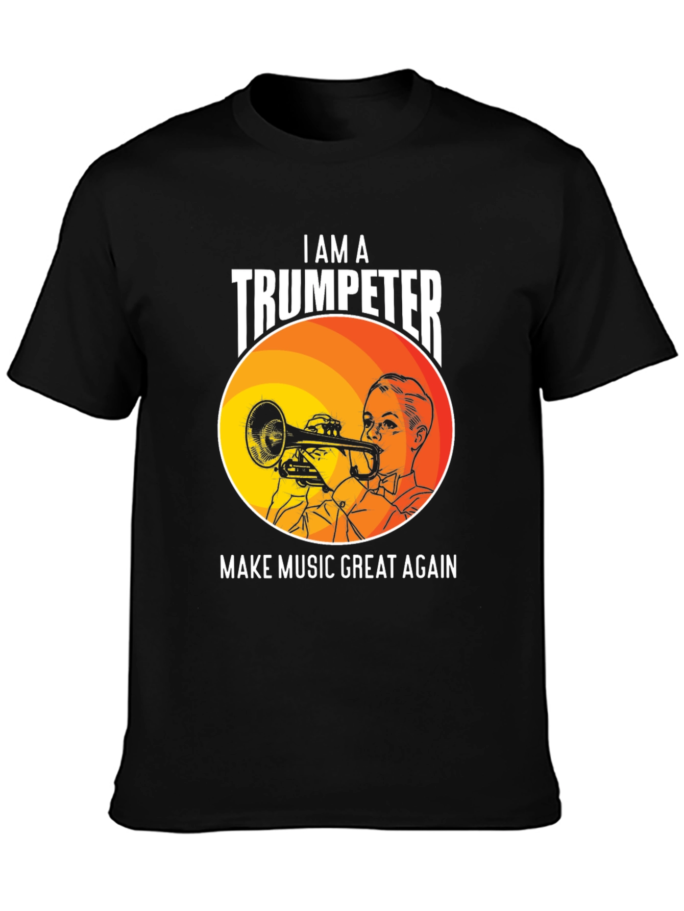 Black Trumpeter Graphic T-Shirt: Make Music Great Again view 3