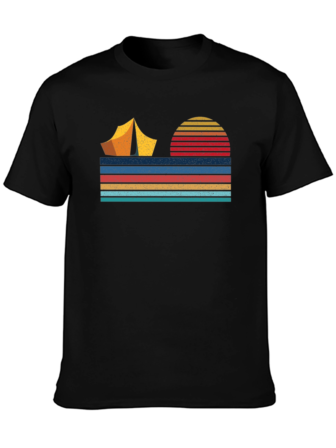 Black Retro Camping Adventure T-Shirt view 3
