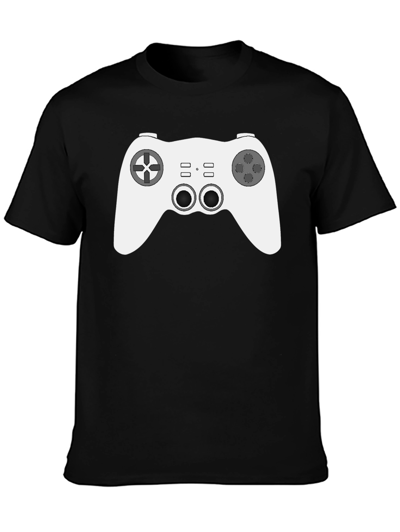 Black Gamer Style Black Tee with Controller Graphic view 3