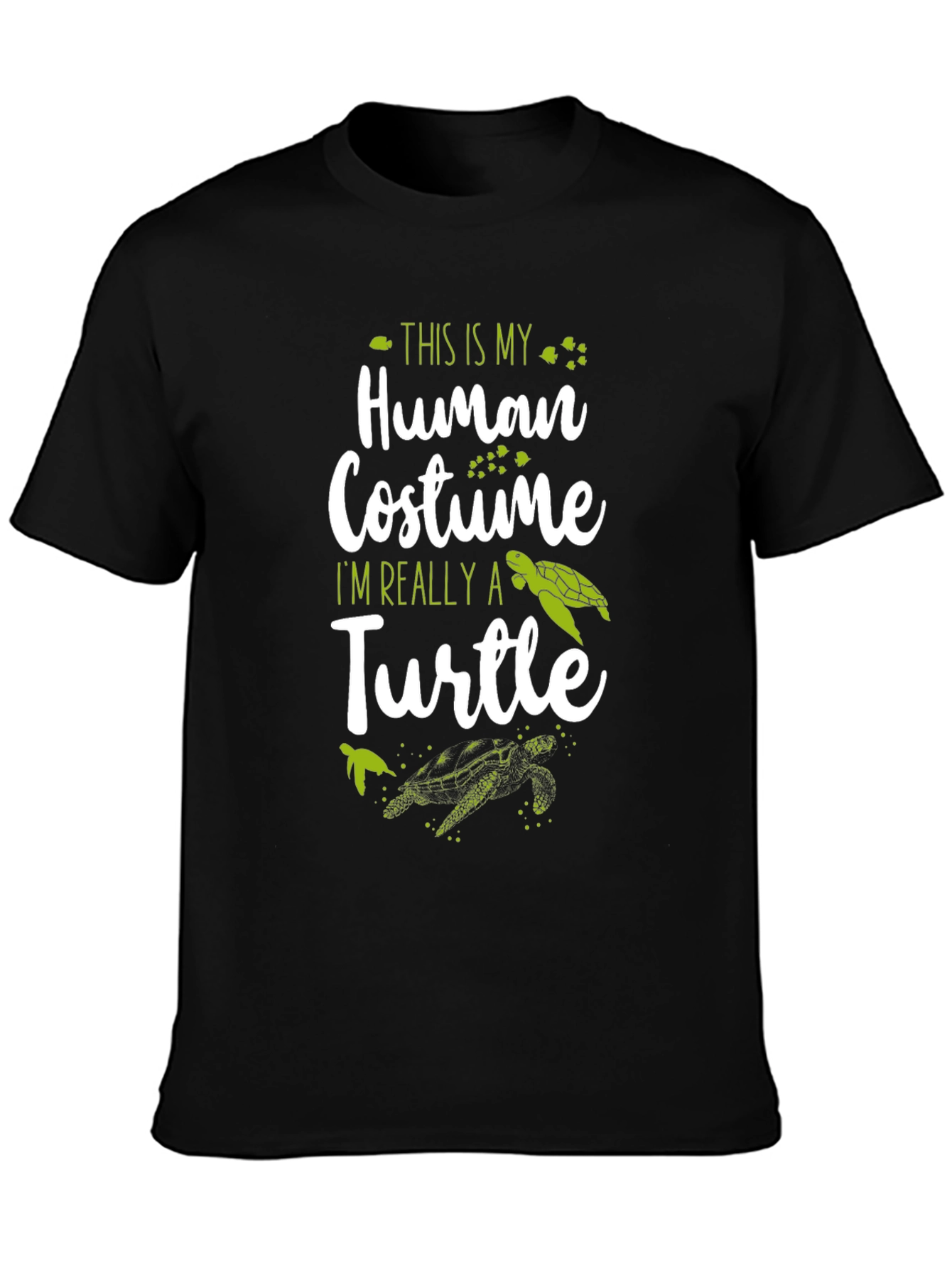 Black Human Costume I'm Really A Turtle Graphic T-Shirt view 3