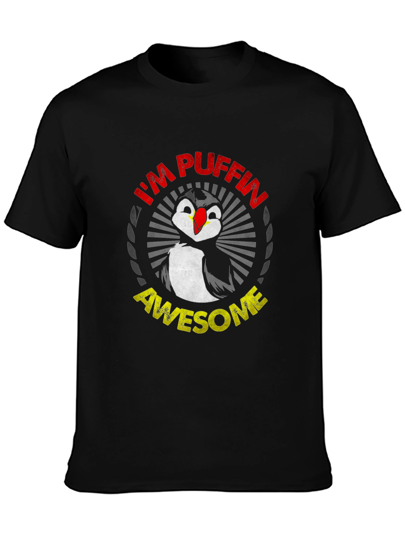 Black I'm Puffin Awesome Graphic T-Shirt view 3